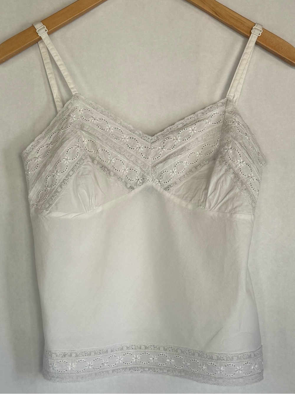 Lucky Brand white lace and eyelet cami top.
